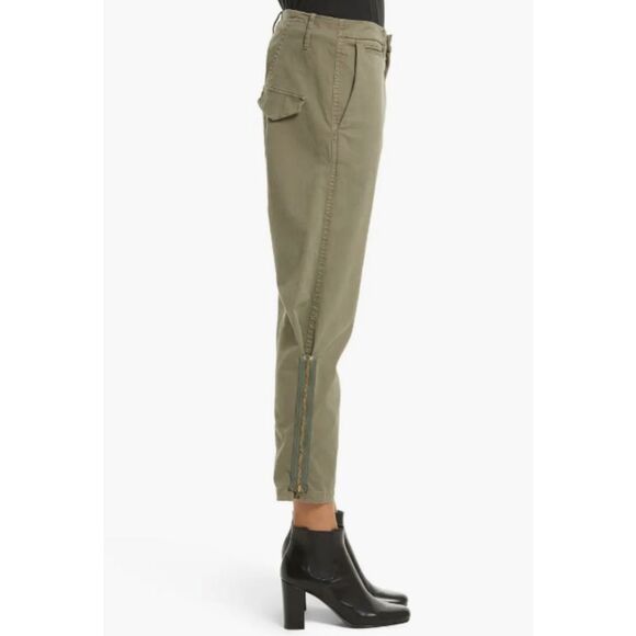 Nili Lotan Jackson Army Green Side Zip Drop Crotch Crop Pants Women’s 10 Utility - Picture 3 of 14